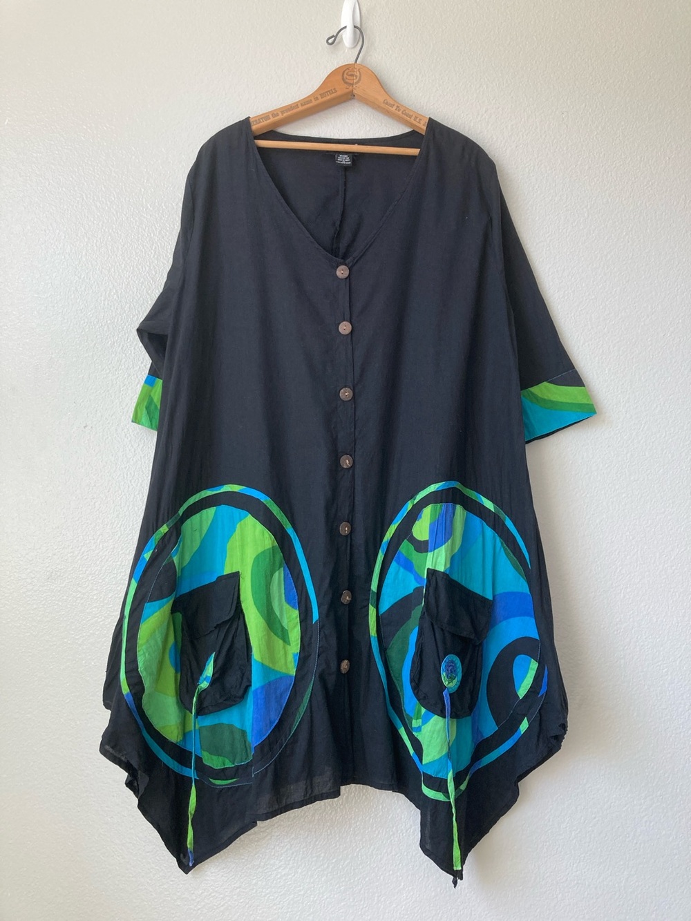 Step in style Art to Wear Tunic Colorful Artsy Button front Tunic Dress sz 1X